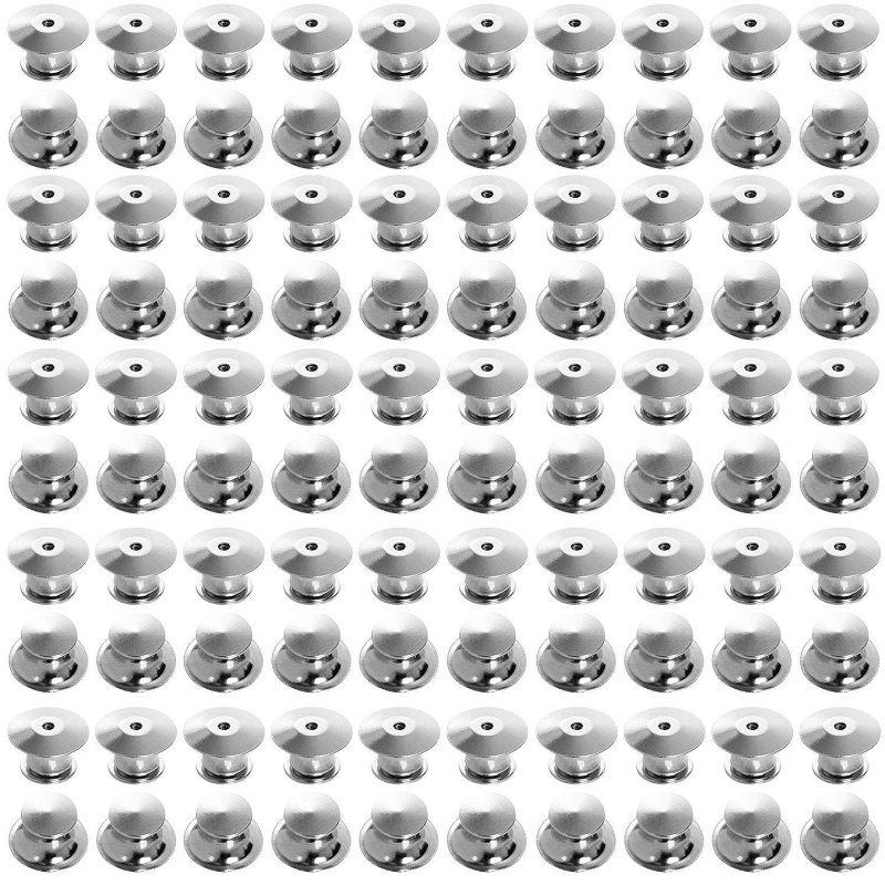 Genie Crafts 100 Packs Silver Locking Pin Backs, Jewelry Making Supplies for Arts and Crafts