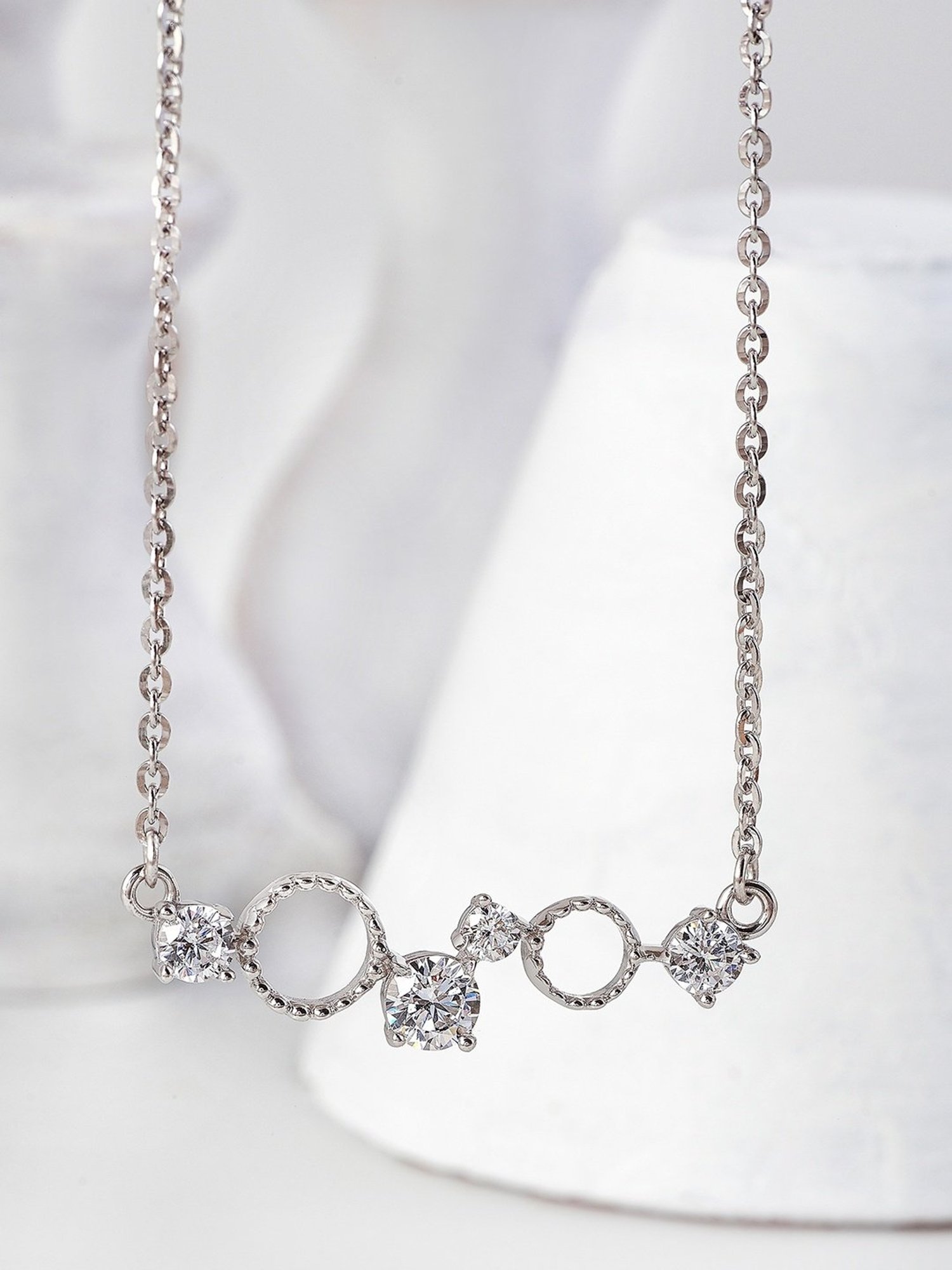 Silberry 92.5 Sterling Silver Crystal Gears Necklace