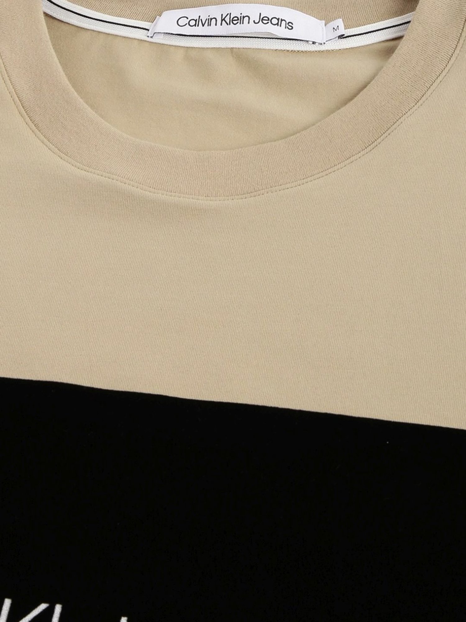 Calvin Klein Travertine Cotton Slim Fit Colour Block T-Shirt