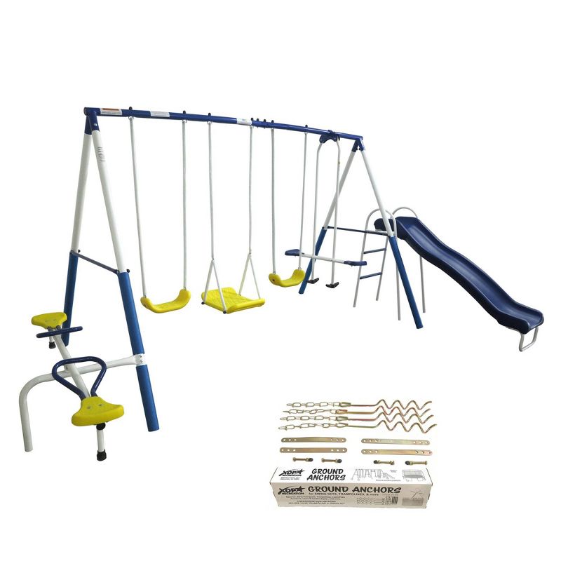XDP Recreation Playground Galore Outdoor Backyard Kids Swing Set and Anchor Kit