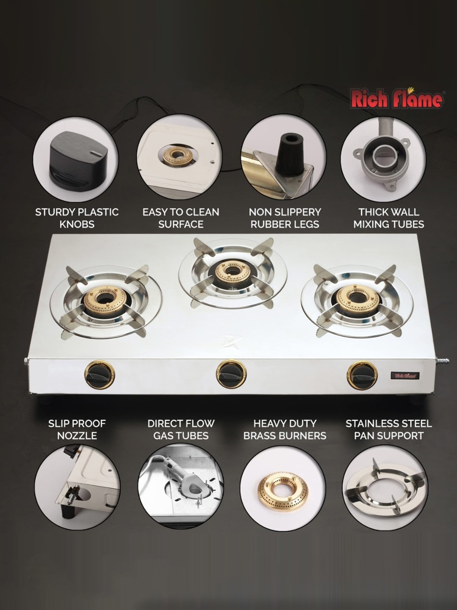 Glen LPG Gas Stoves with 3 Burner