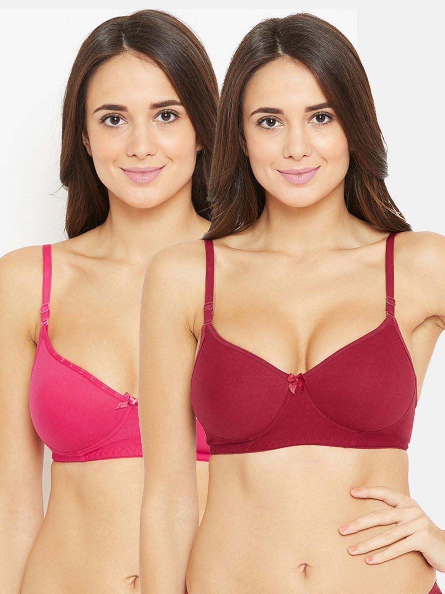N-Gal Maroon & Pink Everyday Bras - Pack Of 2