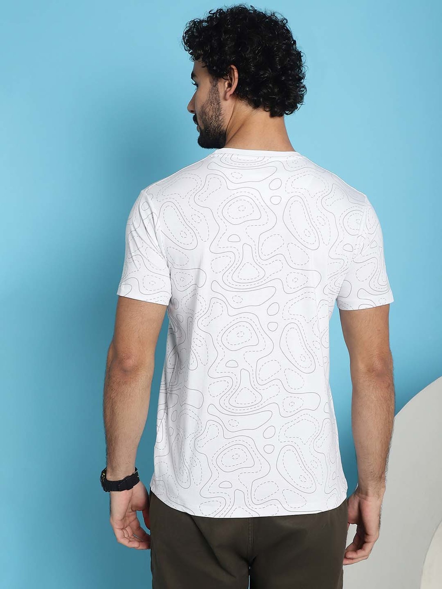 Venitian- Forbidden Clothing White Slim Fit Printed Crew T-Shirt