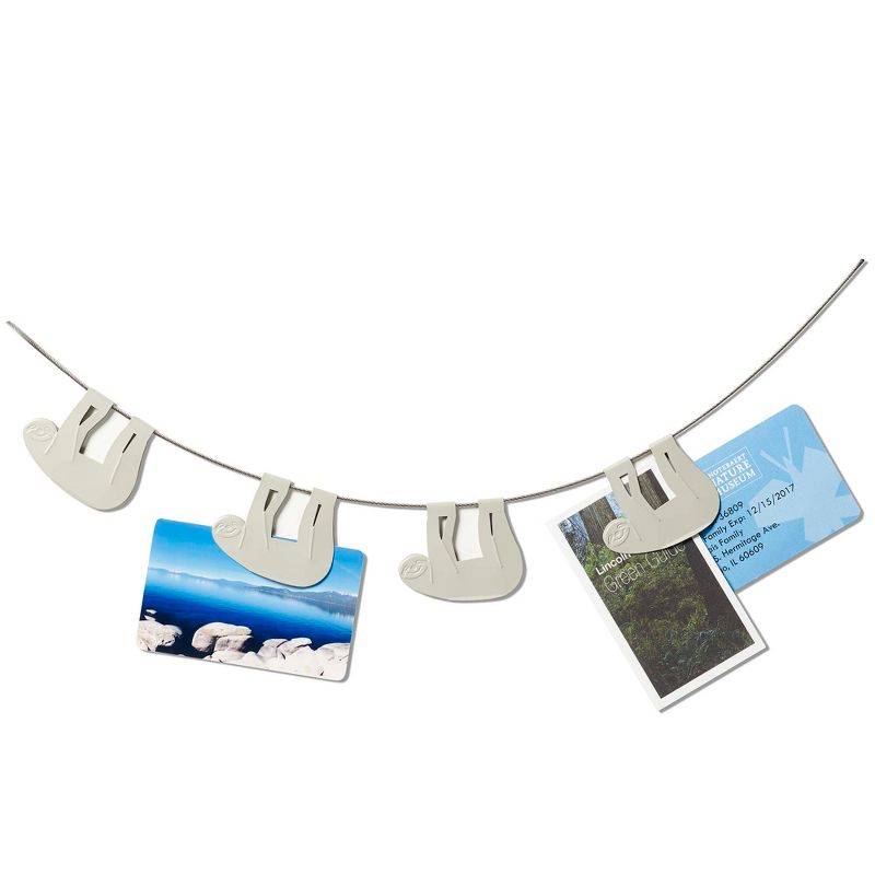 Design Ideas Sloth Photo Clips - 7 Clips on 4ft Cable - Fog, 48" x 0.2" x 1.6"