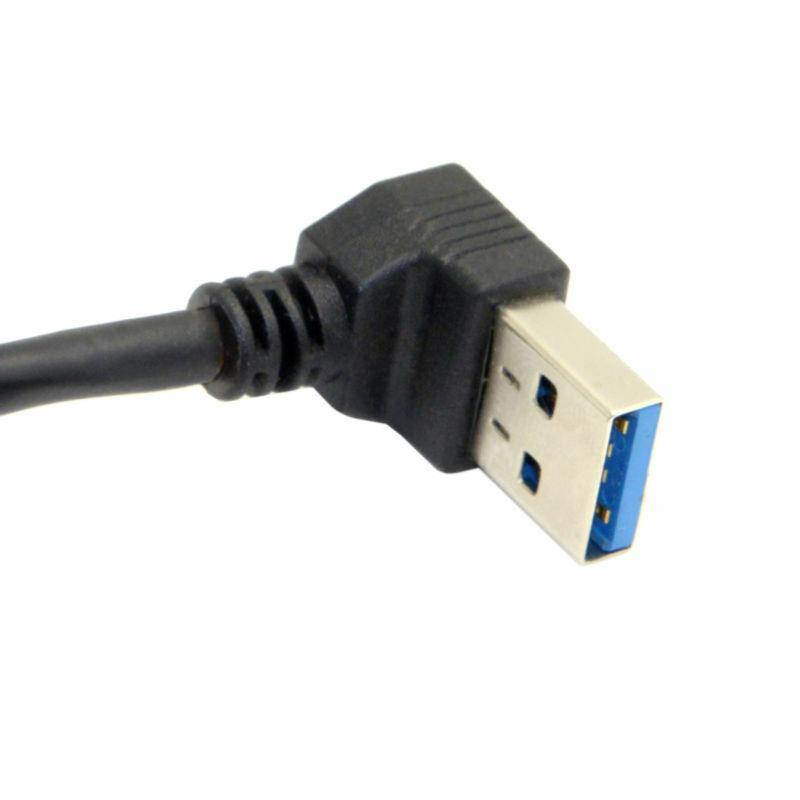 Up Angled 90 Degree USB 3.0 Male to Reversible Up & Down Angled USB 3.1 Type C USB-C Male Data Cable for Laptop Tablet Phone Macbook Black 100cm