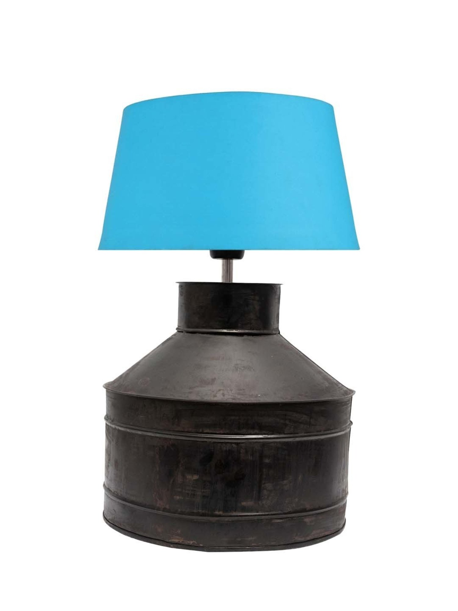 Homesake Rustic Milk Gagar Black & Blue Metal Table Lamp With Cone Drum Shade (LED Bulb Included)