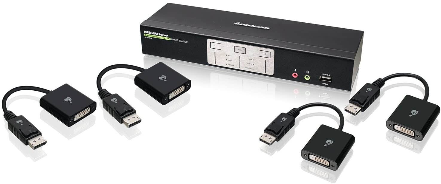 IOGEAR 2-Port Dual-Link Dual View DVI and DisplayPort KVMP Kit, w/Full Set of Cables, (GCS1642DPKIT TAA Compliant)