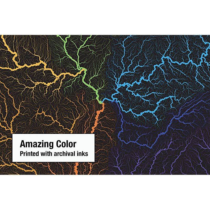 US Hydrological Map | Map of United States Rivers amp Basins | 36 x 24 on Premium Paper | Incredible River Detail Beautiful Color Palette | Great Gift for Anyone Who Loves The Water | Ships Rolled