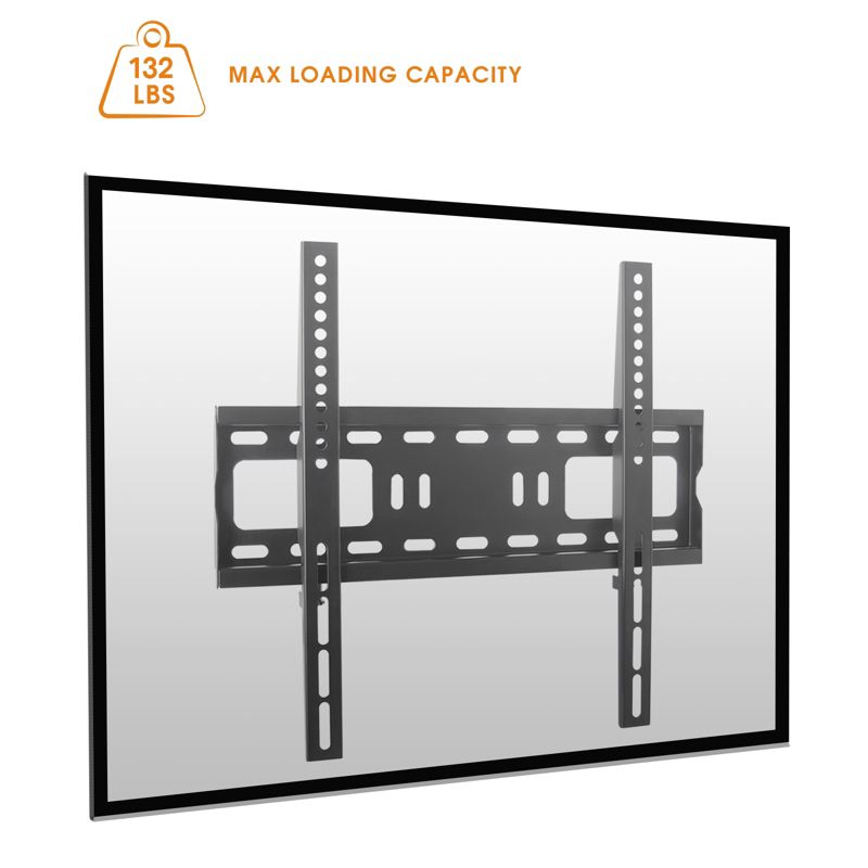 MegaMounts Heavy Duty Matte Black Finish Fixed Television Wall Mount