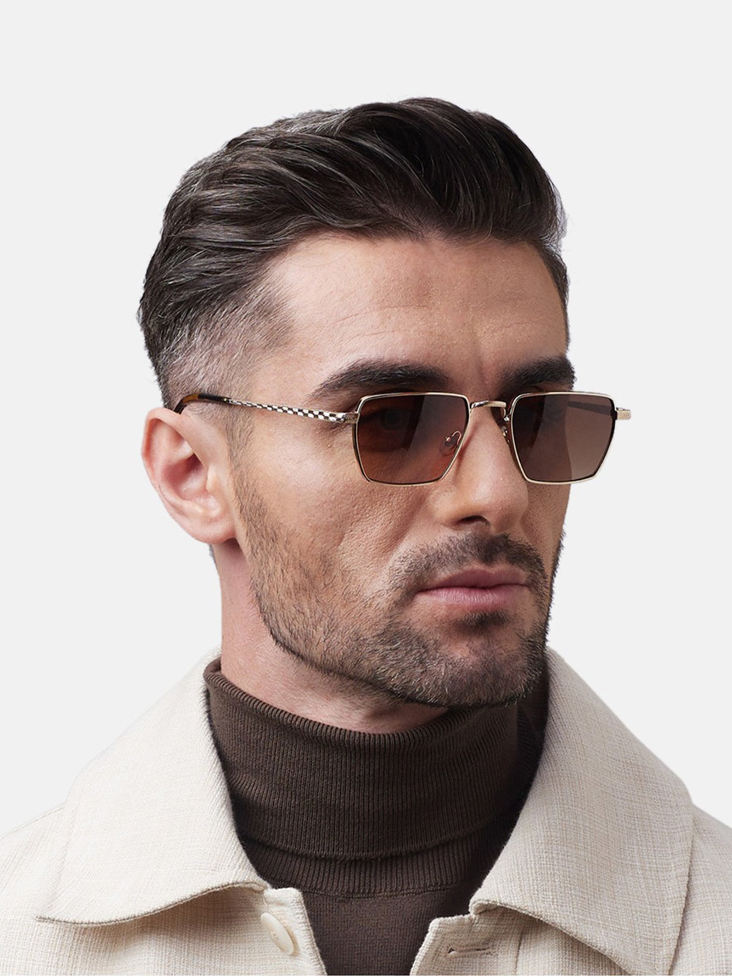 Shisen Fox Raion Light Gold-Brown Unisex UV Protection Sunglasses -53 mm