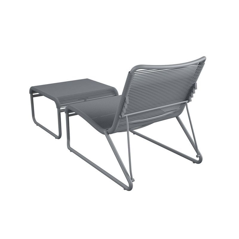 Lita 2pc Patio Lounge & Ottoman Set - Charcoal - CosmoLiving by Cosmopolitan