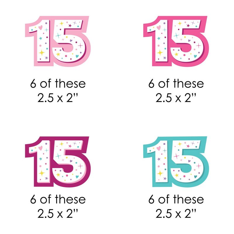 Big Dot of Happiness Girl 15th Birthday - Paper Straw Decor - Teen Birthday Party Striped Decorative Straws - Set of 24