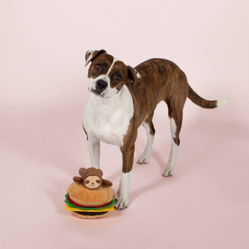 PetShop by Fringe Studio Sloth on a Hamburger Dog Toy