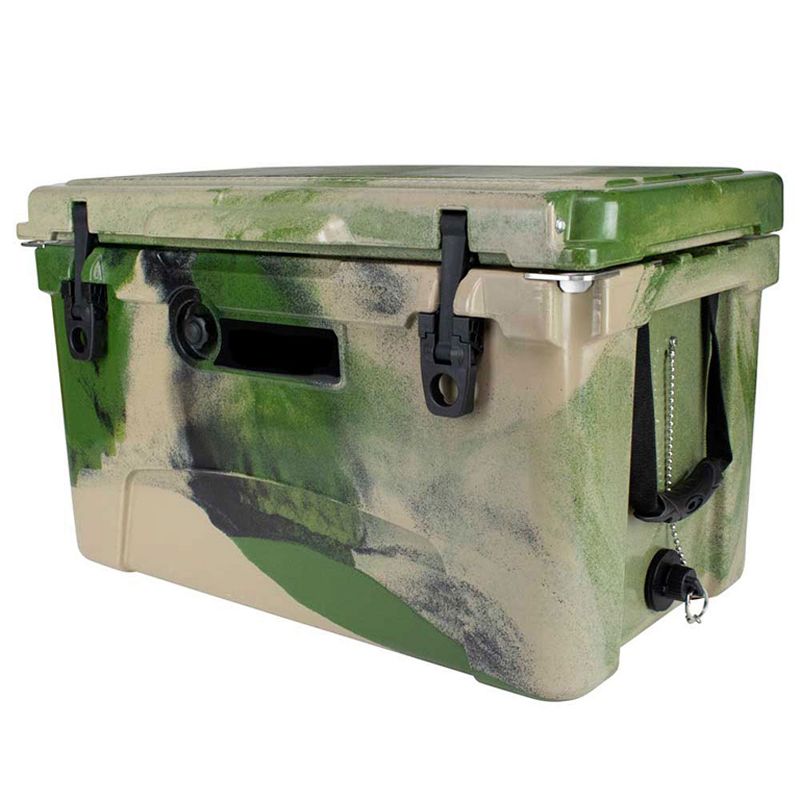 Elkton Outdoors ELK-ICE-45CAMO Heavy Duty Rotomolded Portable 45 Quart Commercial Grade Insulated Hardside Ice Chest Beverage Cooler, Camo
