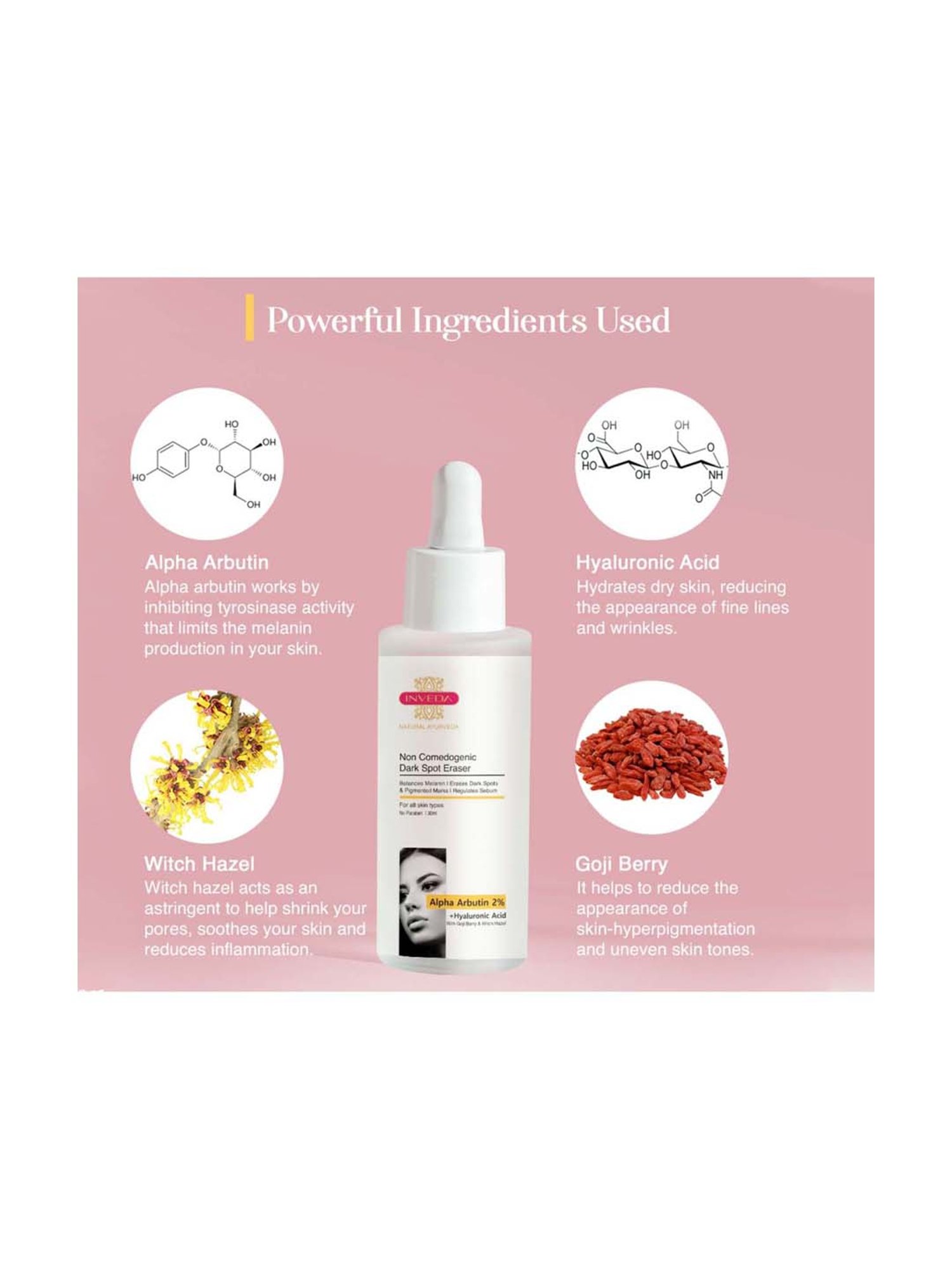 INVEDA Alpha Arbutin 2% + Hyaluronic Acid Non Comedogenic Dark Spot Eraser - 30 ml