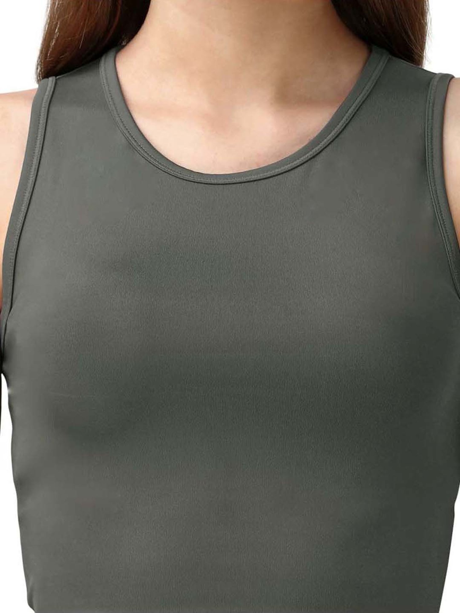 Soie Grey Regular Fit Sports Crop Top