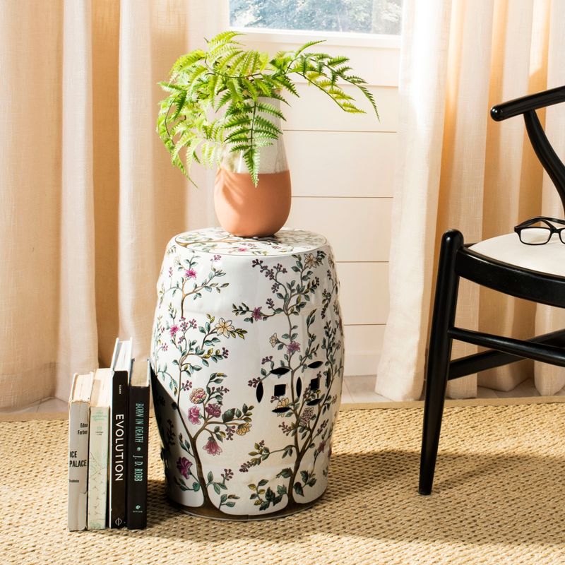 Blooming Tree Garden Stool - White -  Safavieh