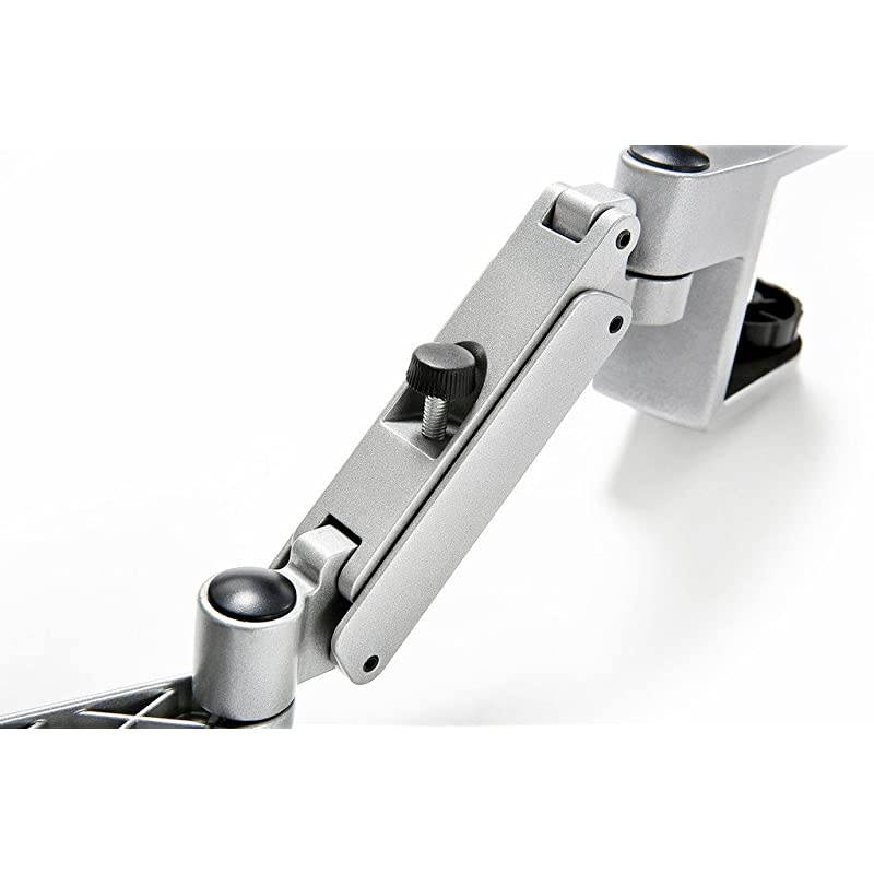 2 Packs 1 Pair Rotating Desk Extension Elbow Pad Armrest Aluminum Alloy Arm Stand Wrist Rest Ergonomically Designed for Professional Computer Monitor Working Lift Adjustable Sliver