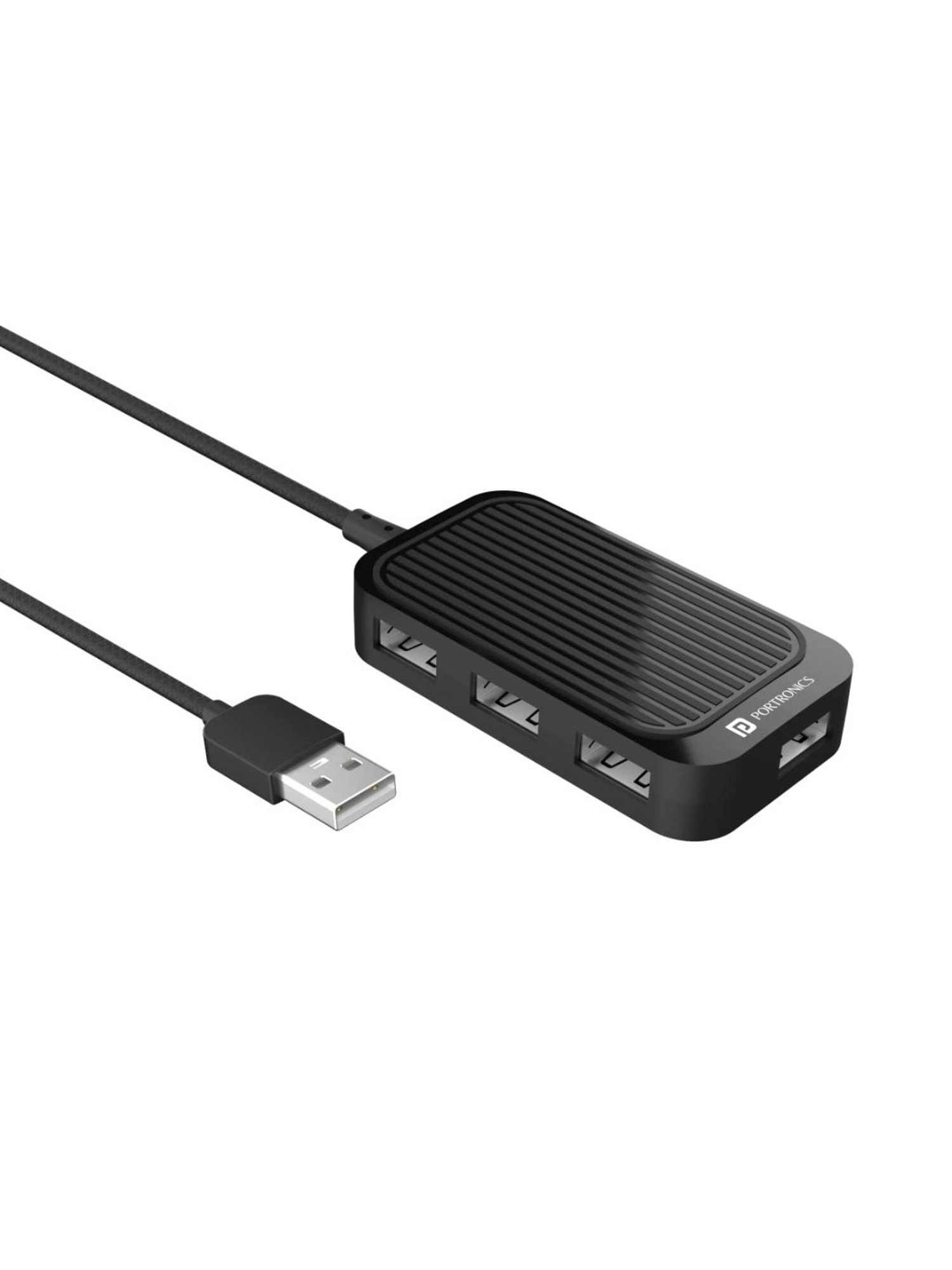Portronics Mport 4D USB 2.0 Hub with 4 Ports, Data Transfer Upto 480Mbps (Black)