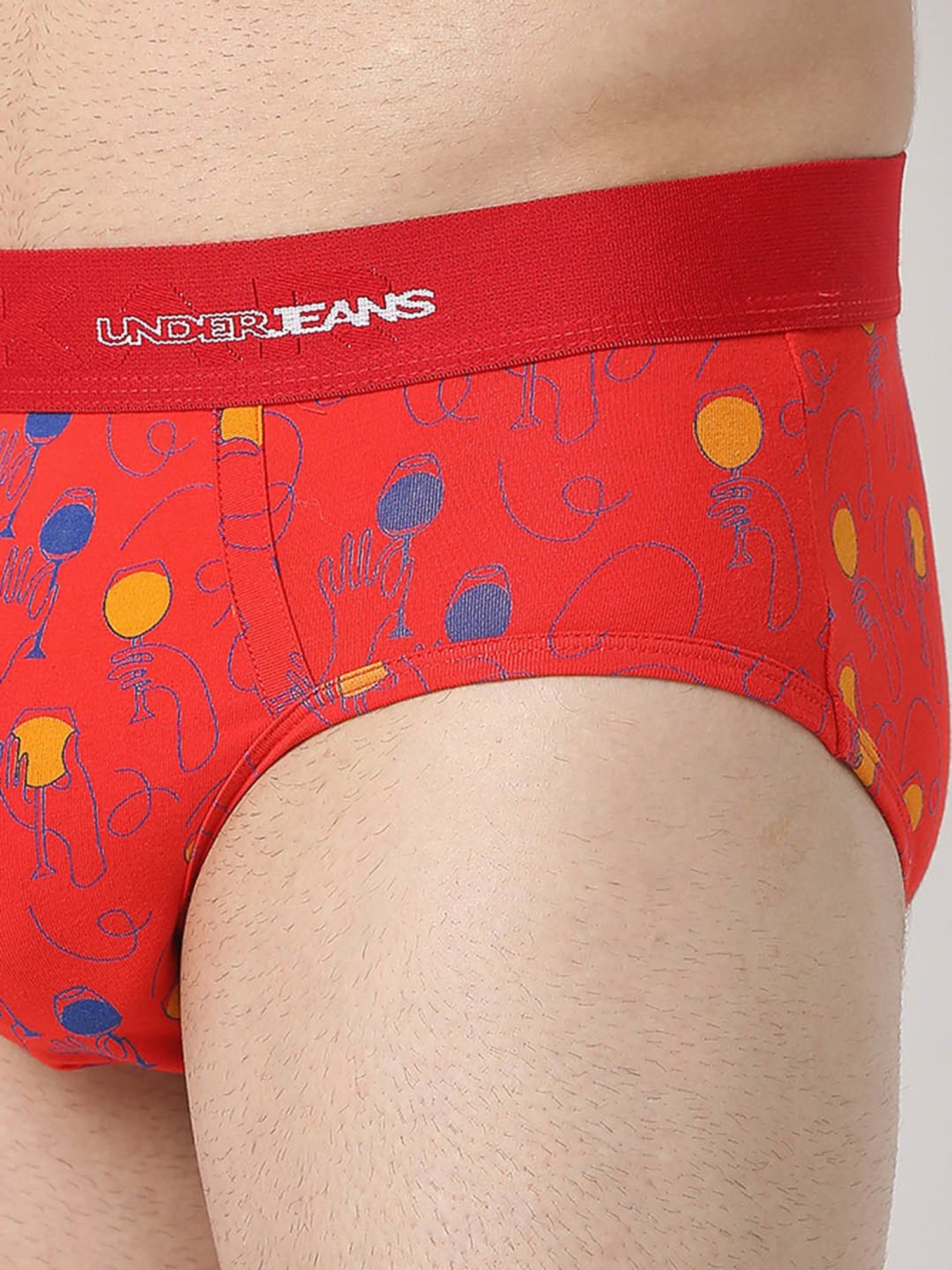 UnderJeans by Spykar Red Round Neck Regular Fit Briefs