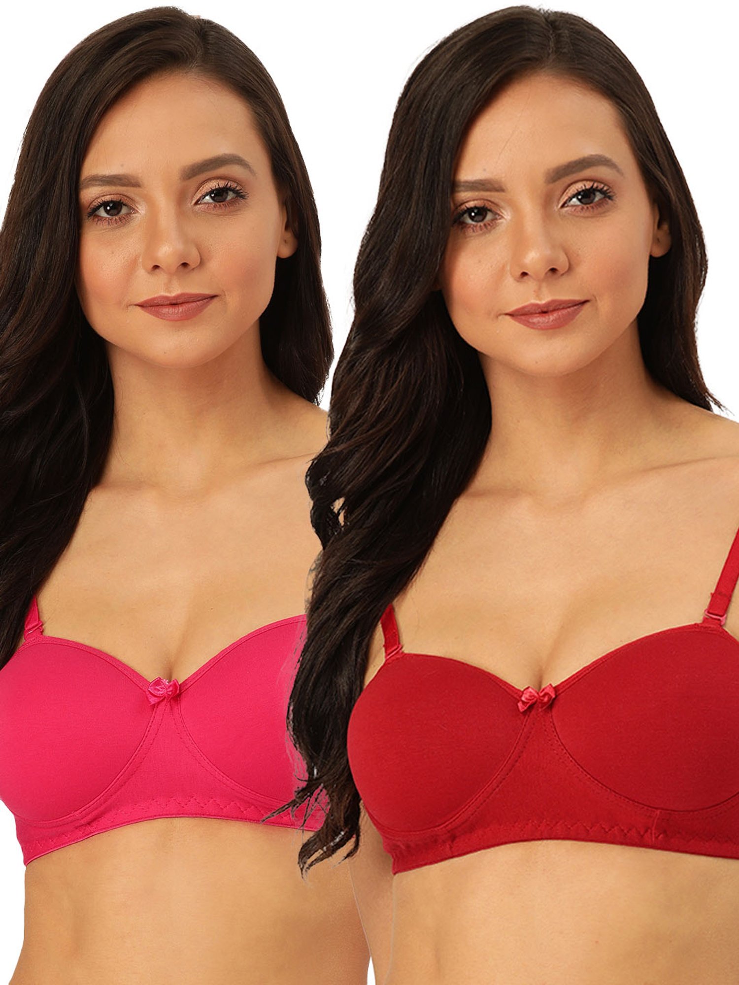 Lady Lyka Multicolor Non Wired Padded T-Shirt Bra (Pack of 2)
