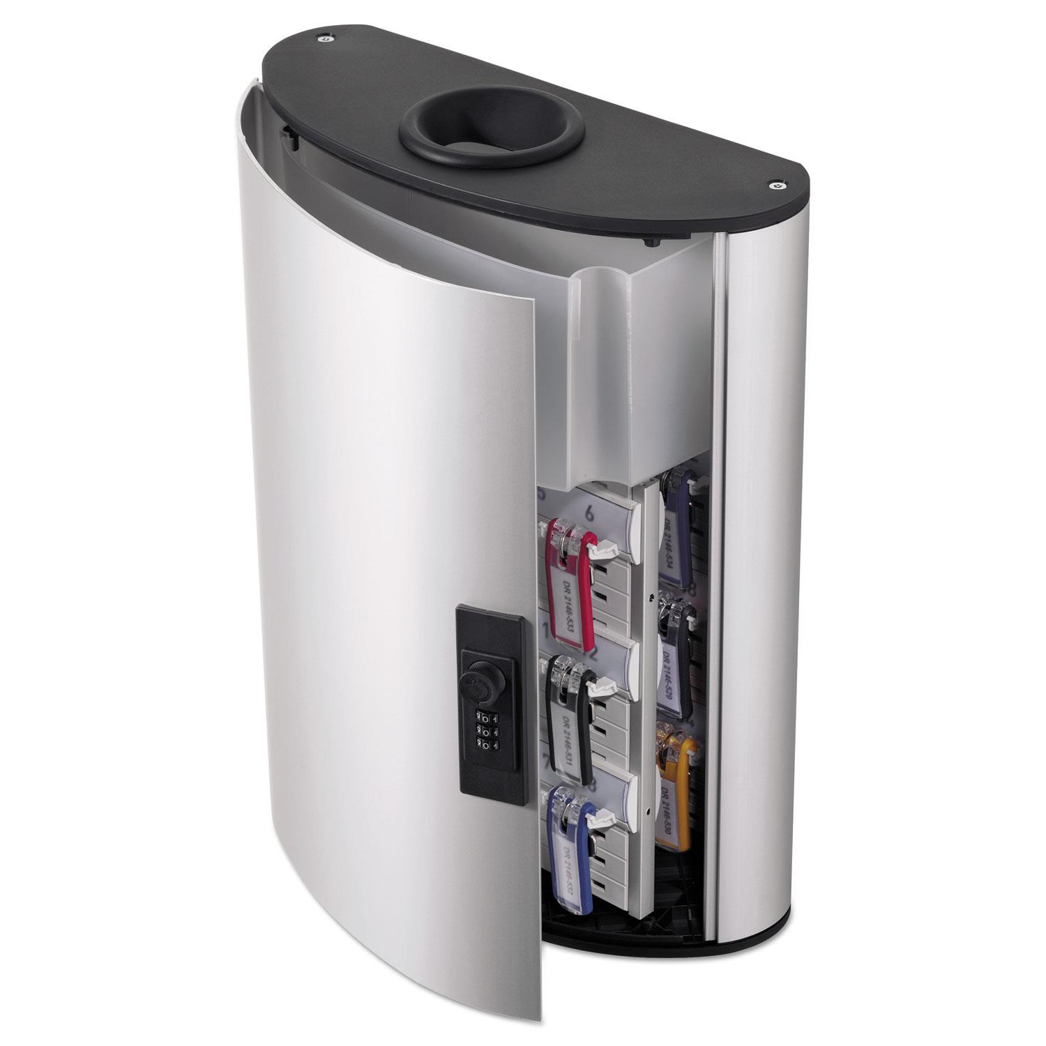 Durable Key Box Plus 54-Key Brushed Aluminum Silver 11 3/4 x 4 5/8 x 15 1/2