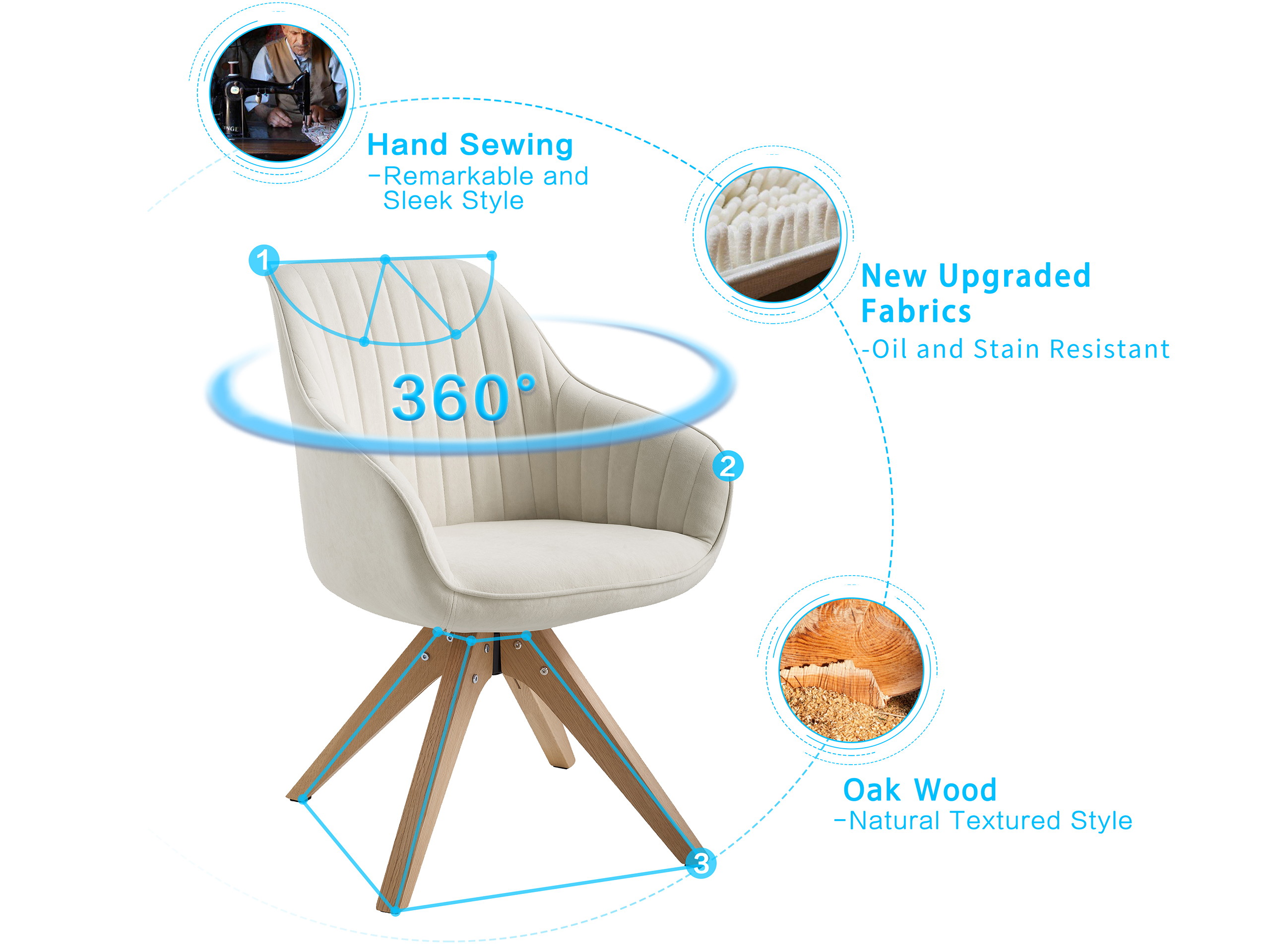 Modern Style 360 Degree Swivel Armchair Home Office Accent Computer Desk Chair For Workspace