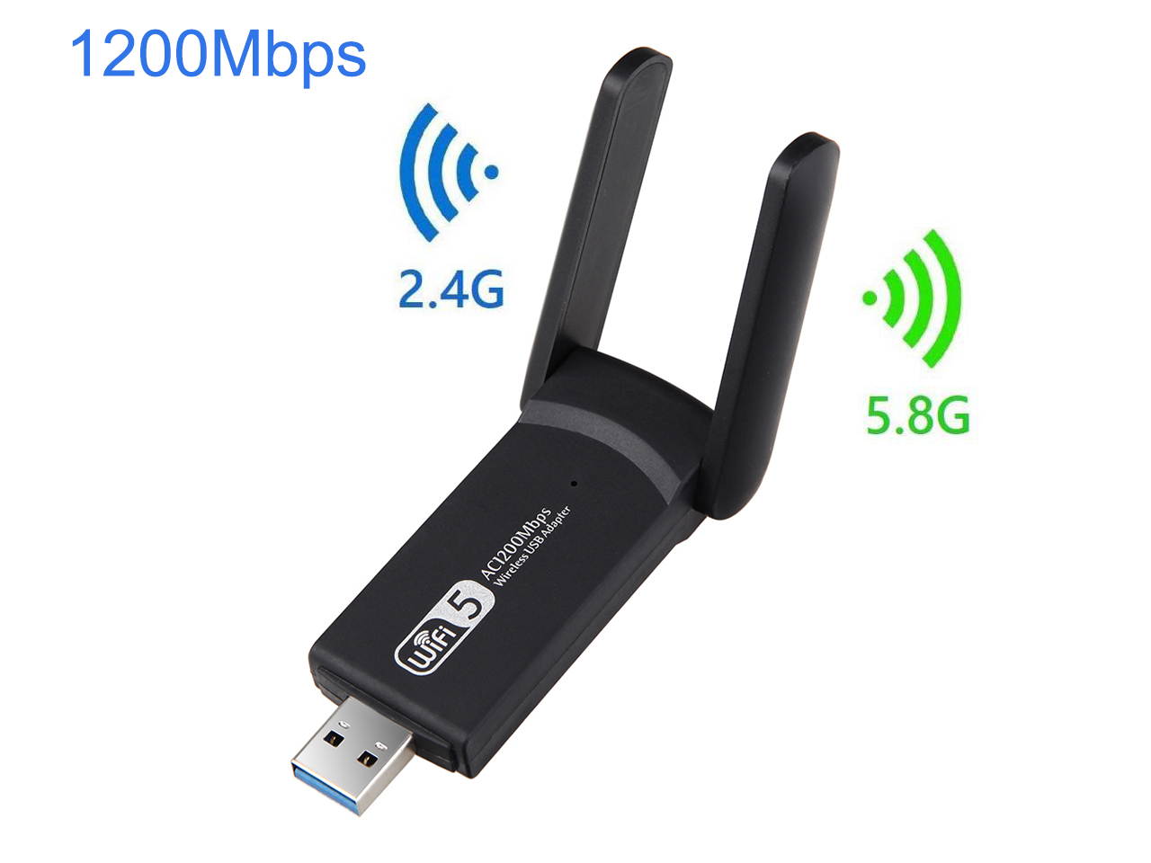 1200Mbps USB WiFi Adapter, AC1200 Dual Band Wireless USB Adapter 2.4G 5G High Gain Dual Antennas 802.11ac,Mini Wireless Network Card Supports Windows 10 8 7 Vista XP, Mac OS,Linux