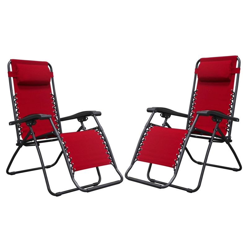 Caravan Canopy Sports Infinity Zero Gravity Steel Patio Deck Chair, Red (Pair)
