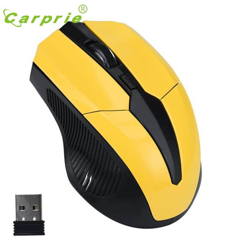 CARPRIE Yellow 2.4GHz Optical Gaming Mouse Cordless USB Receiver PC Computer Wireless Mouse for Laptop