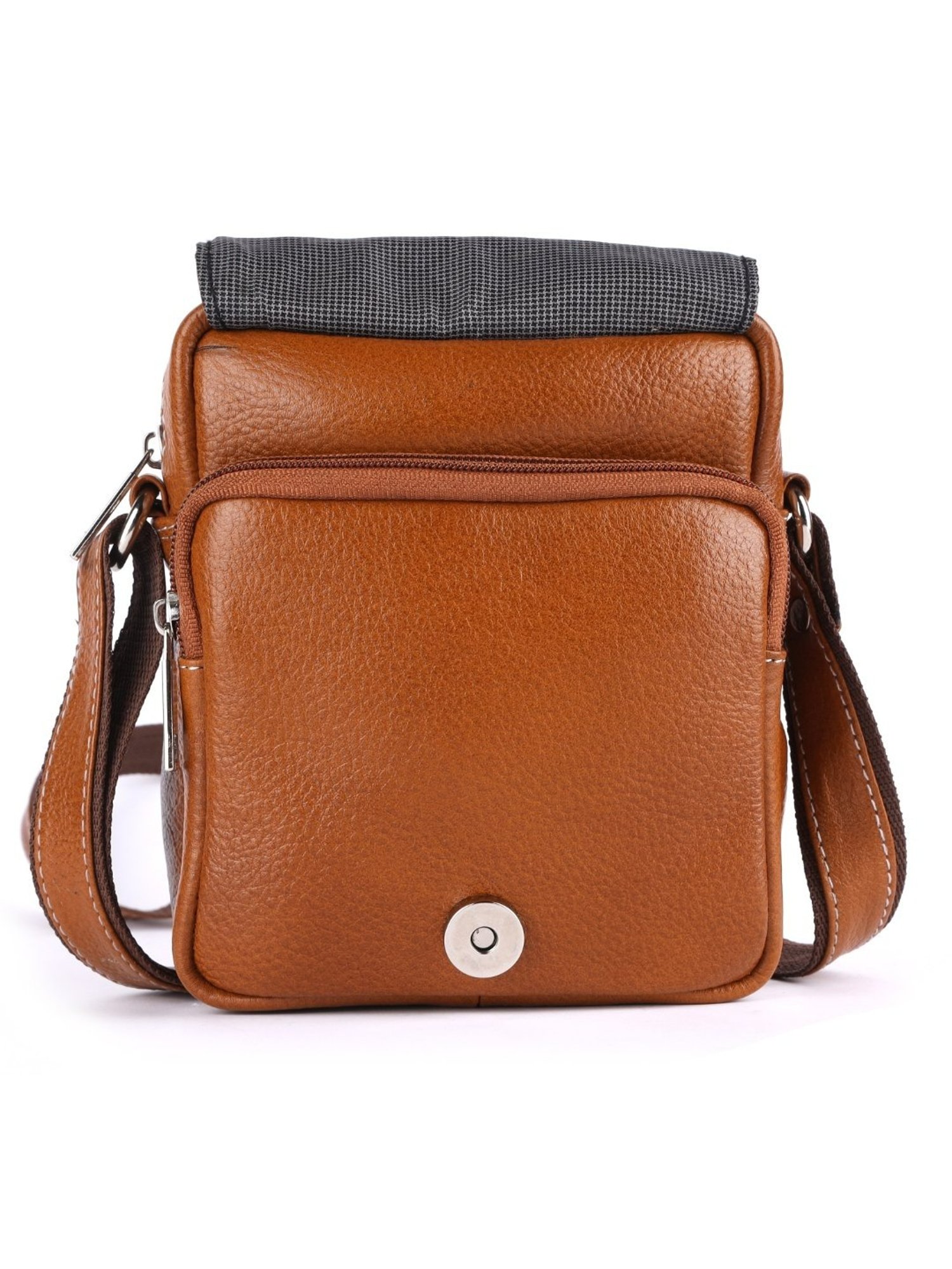 HiLEDER Brown Textured Small Leather 7 inch Cross Body Bag