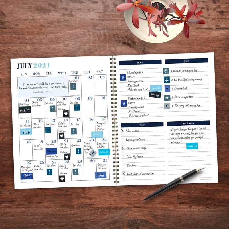 2021-22 Academic Planner 8.5" x 11" Blue Cheetah Daily/Weekly/Monthly - The Time Factory