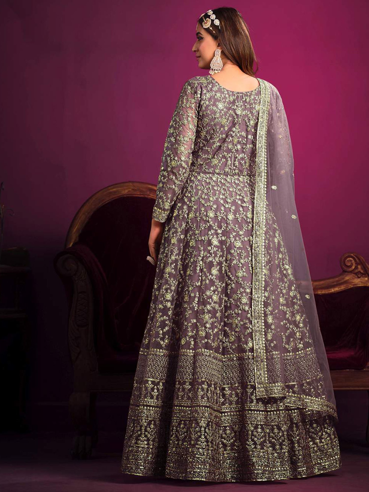 Odette Purple Embroidered Unstitched Dress Material