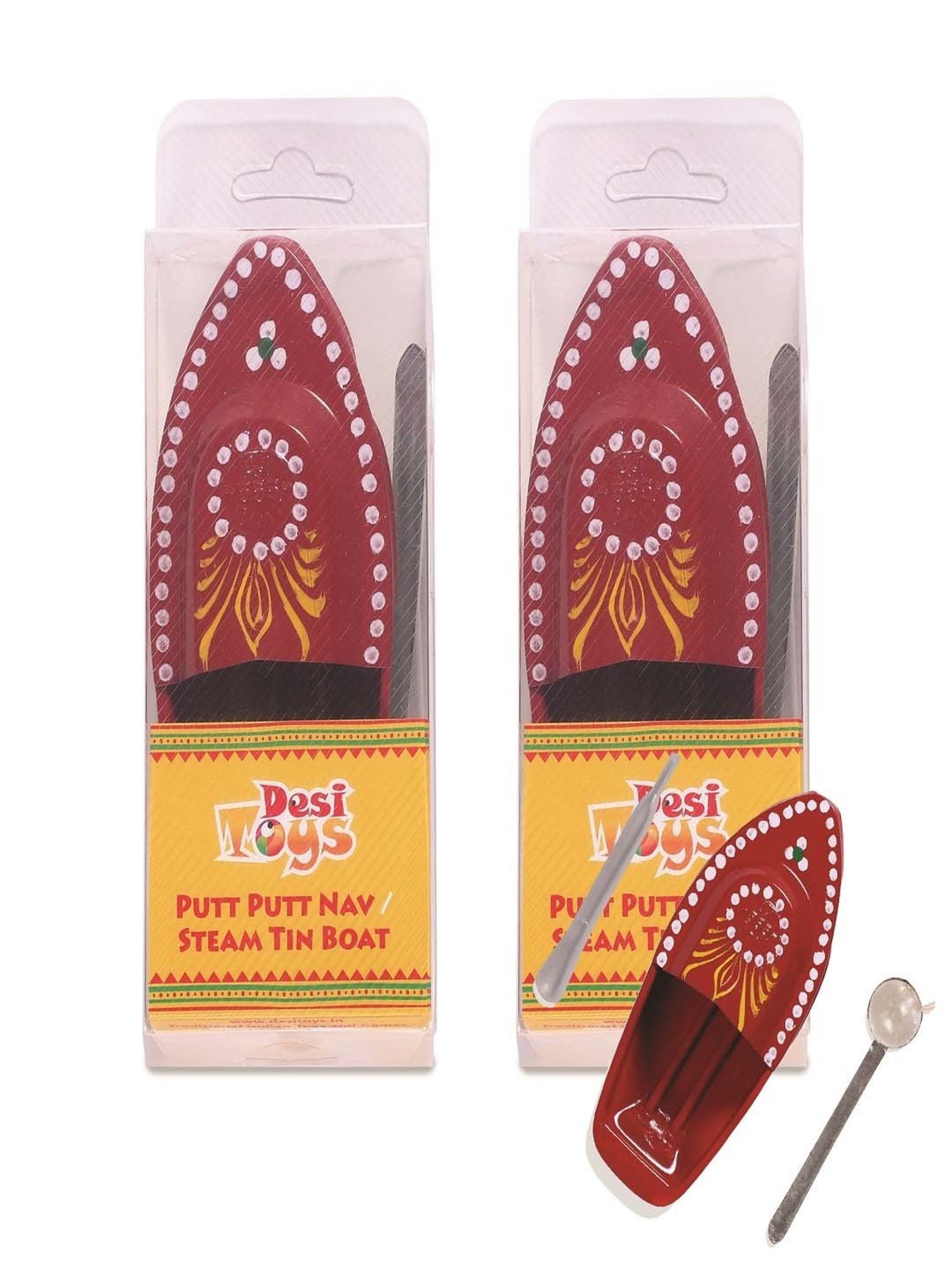 Desi Toys Kids Yellow & Red Metal Spinning Top and Clicker