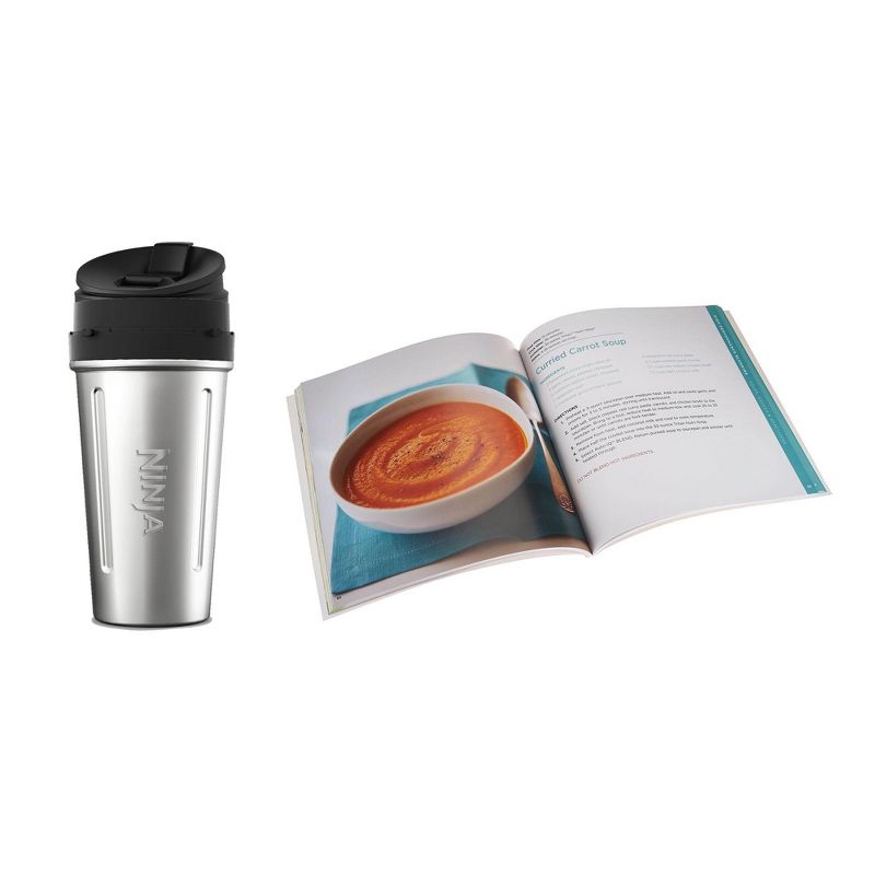Nutri Ninja 24oz Stainless & Cup Lid w/100 Recipe Cookbook for Auto IQ Blenders