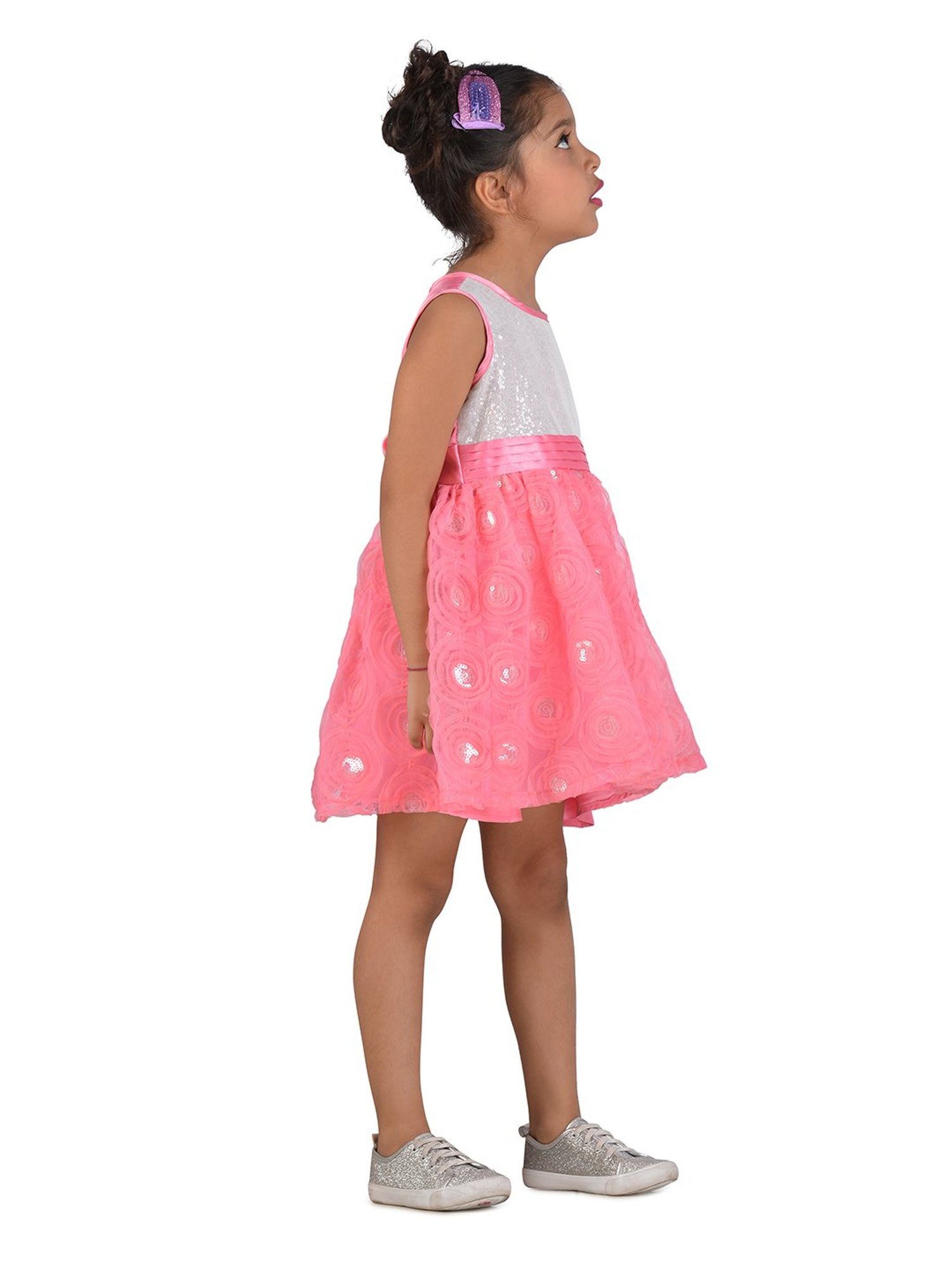 KidsDew White & Pink Sequence Dress