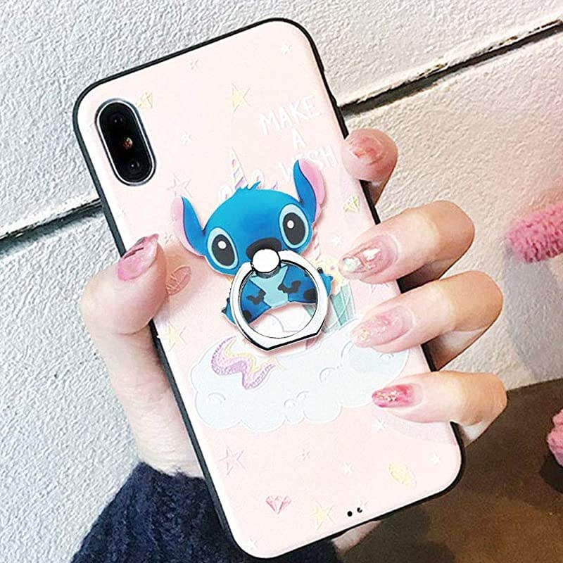 ZOEASTTM 3 Pack  Make Faces Spirited Away Universal 360&deg; Adjustable Holder Car Hook Grip Stent Mount Kickstand Compatible with iPhone X Plus Samsung Android Pad Tablet Stitch Totoro Man