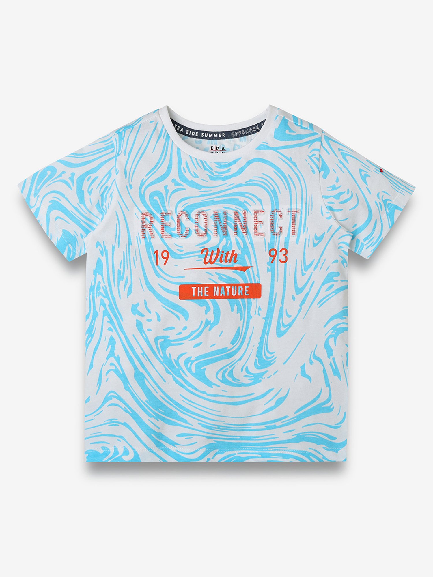 Ed-a-Mamma Kids Light Blue & White Printed T-Shirt