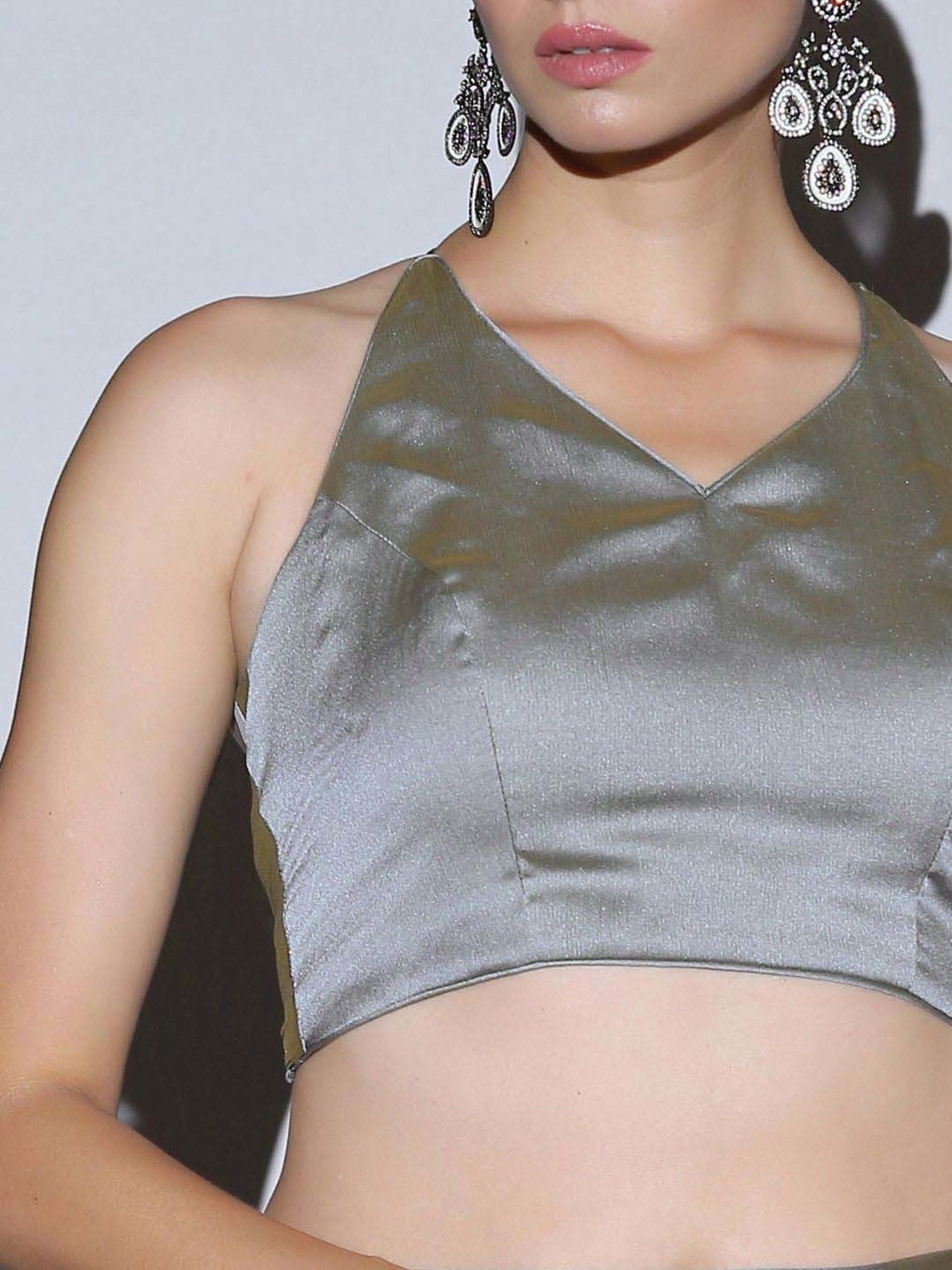 Swtantra Grey Plain Readymade Blouse