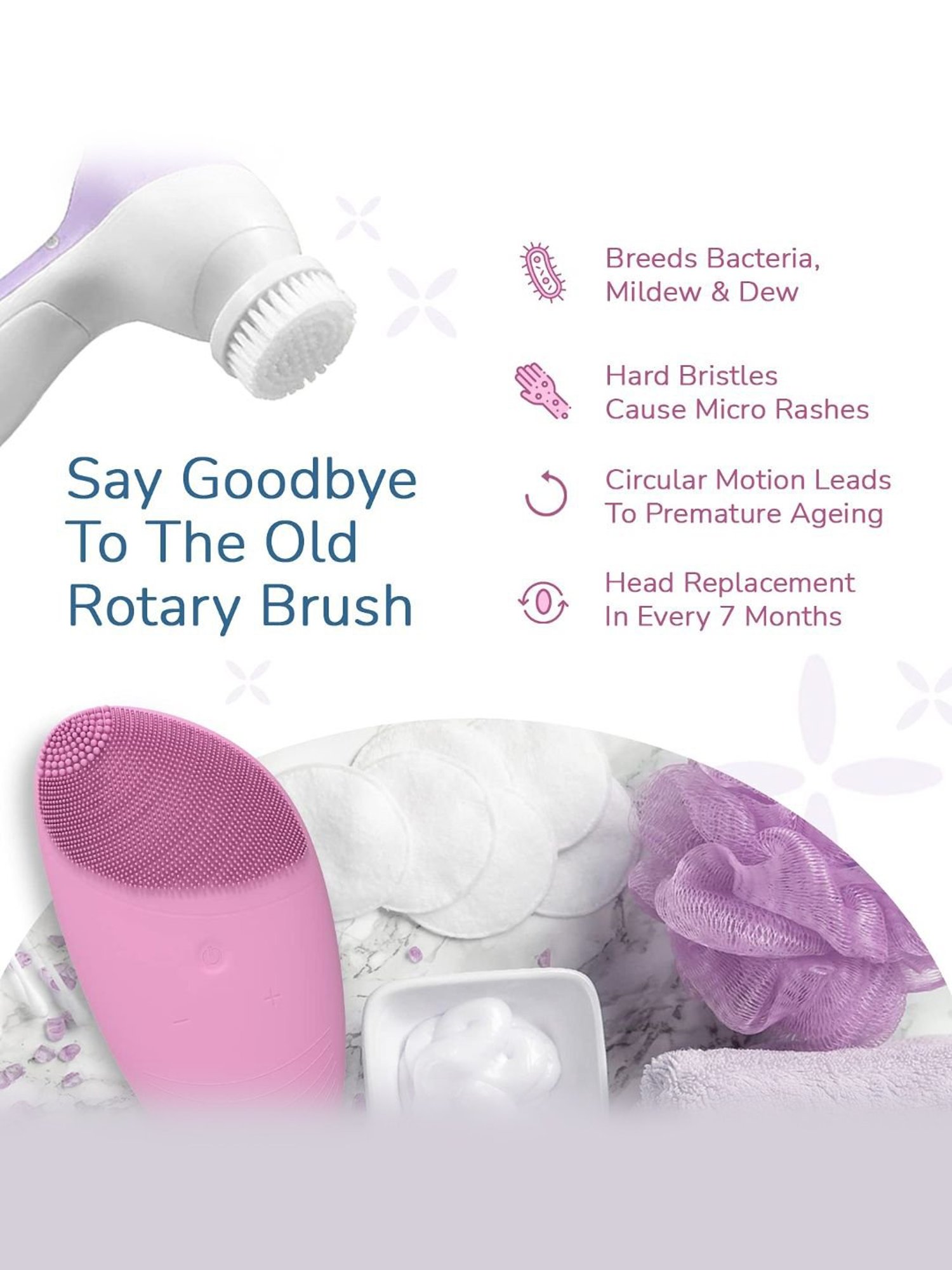 Caresmith Bloom Rose Quartz Gua Sha Face Massage Tool for Women, Battery Powered (Rose Quartz)