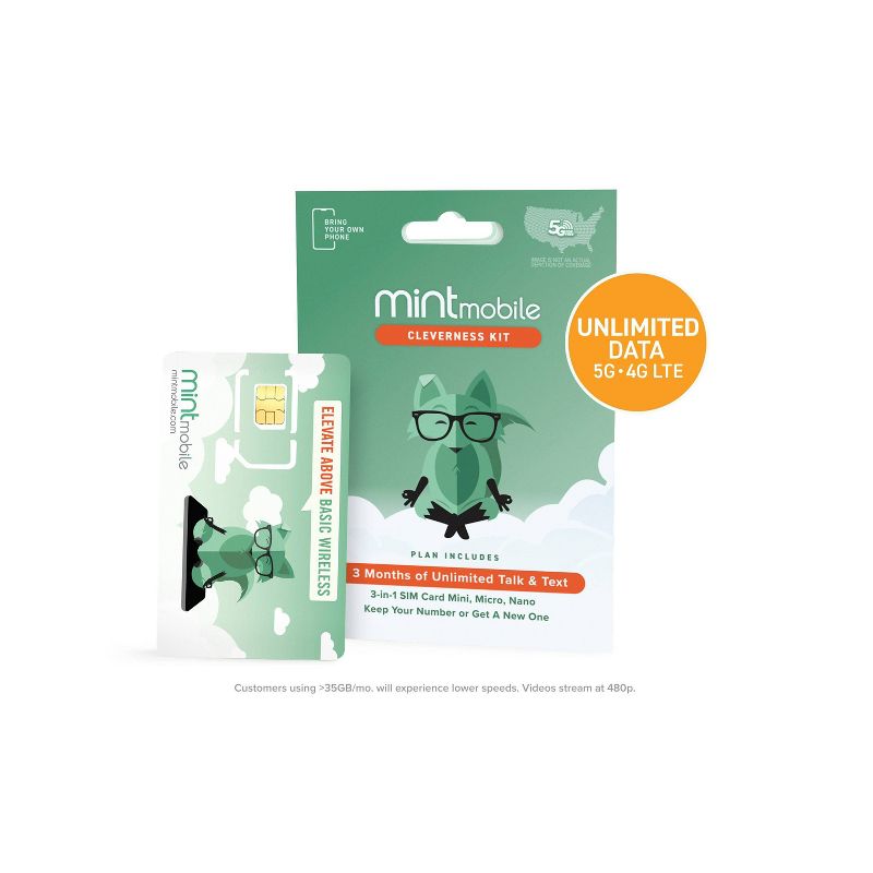 Mint Mobile 3 Month Unlimited Plan Sim Kit