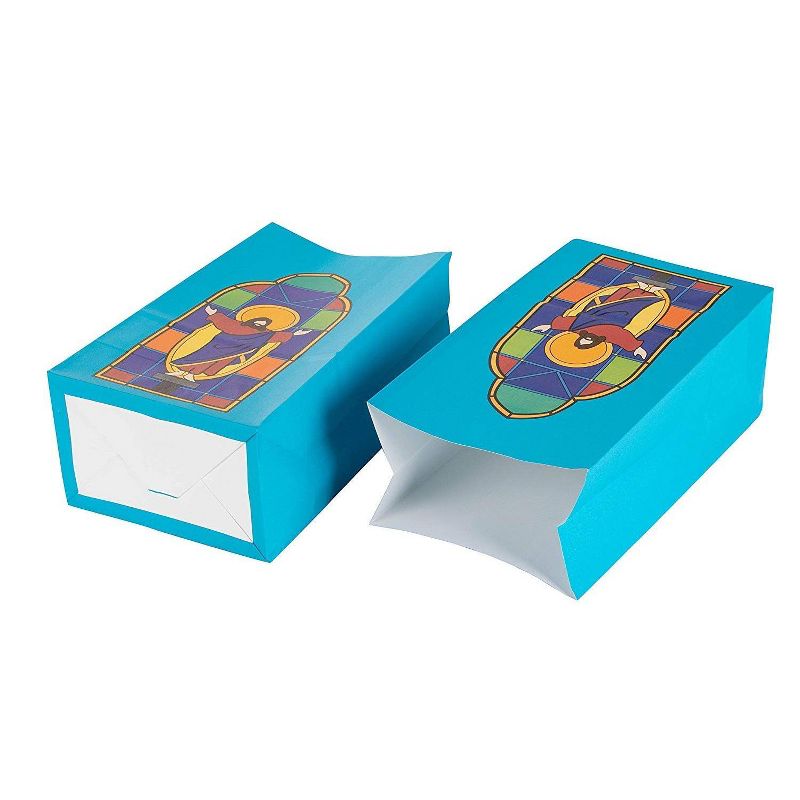Blue Panda 36-Pack Blue Jesus Design Paper Party Bags Religious Party Medium Gift Bags, 5.1 x 8.75 x 3.25 in