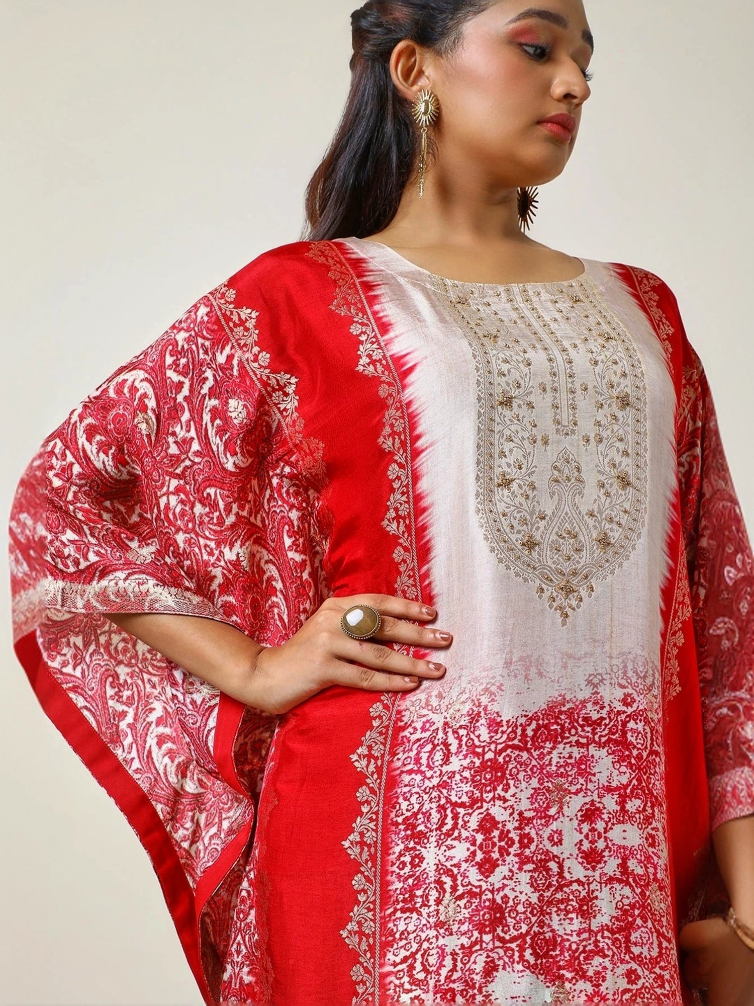 Soch Red Jacquard Pattern Maxi Kaftan With Inner