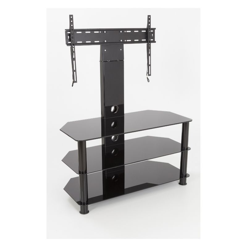 60" TV Stand with TV Mount - Silver/Black