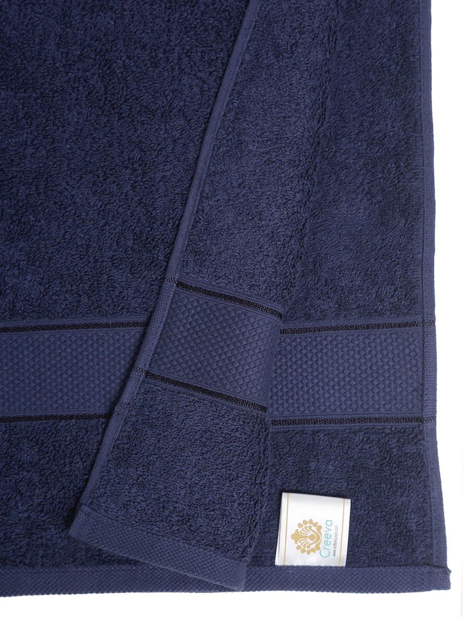 Creeva Navy Blue 525 GSM Cotton Towel Set of 4