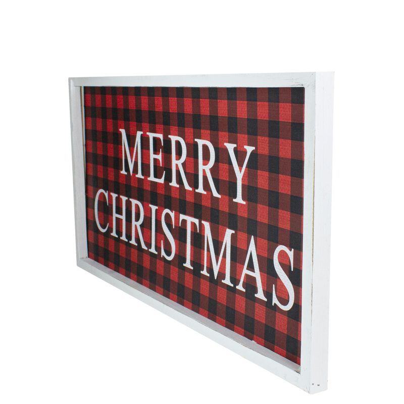Northlight 24&rdquo; Red and Black Buffalo Plaid Merry Christmas Wooden Hanging Wall Sign