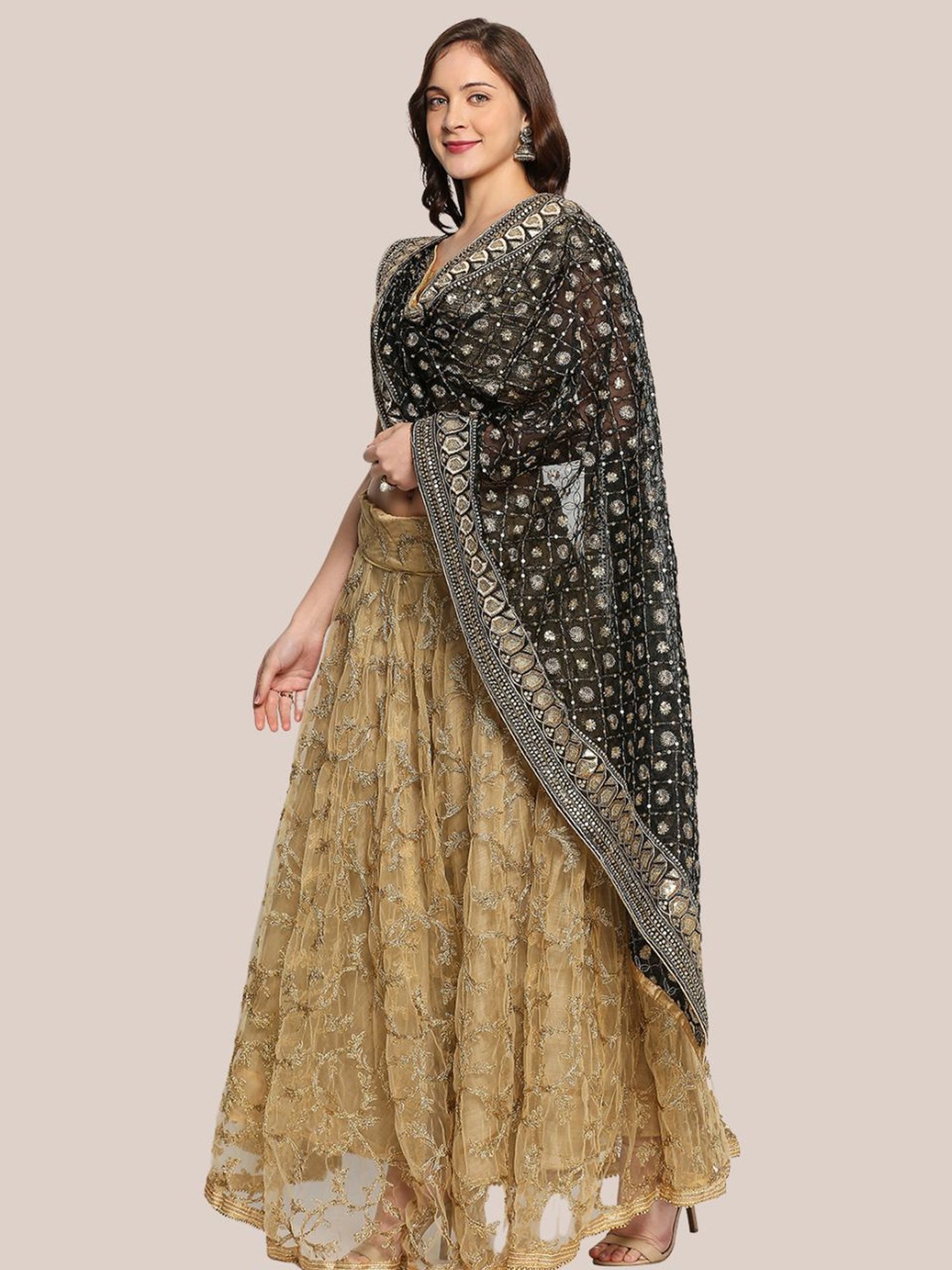 Dupatta Bazaar Black Embroidered Dupatta
