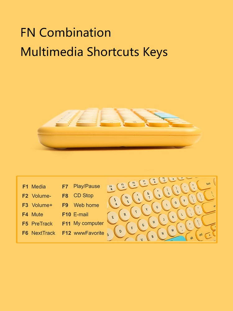 Fuhlen X DD. Hamster Limited Version MK900 2.4 GHZ  Wireless Connectivity,Round Keycaps Keyboard and 3 Files  DPI Adjustable Mouse Combo-Yellow