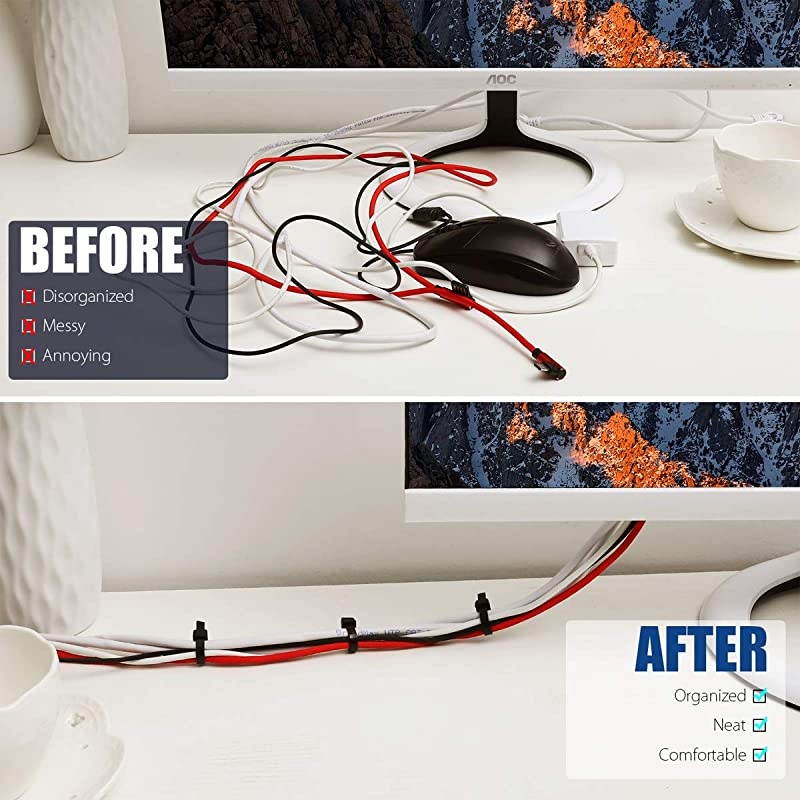 Zip Ties 10 Inch 200Pcs Industrial Nylon Zip Ties | Heavy Duty Self Locking Wire Tie Wraps with 50 lbs Tensile Strength UV Heat Resistant for Home Office Garage Multiple Use Black