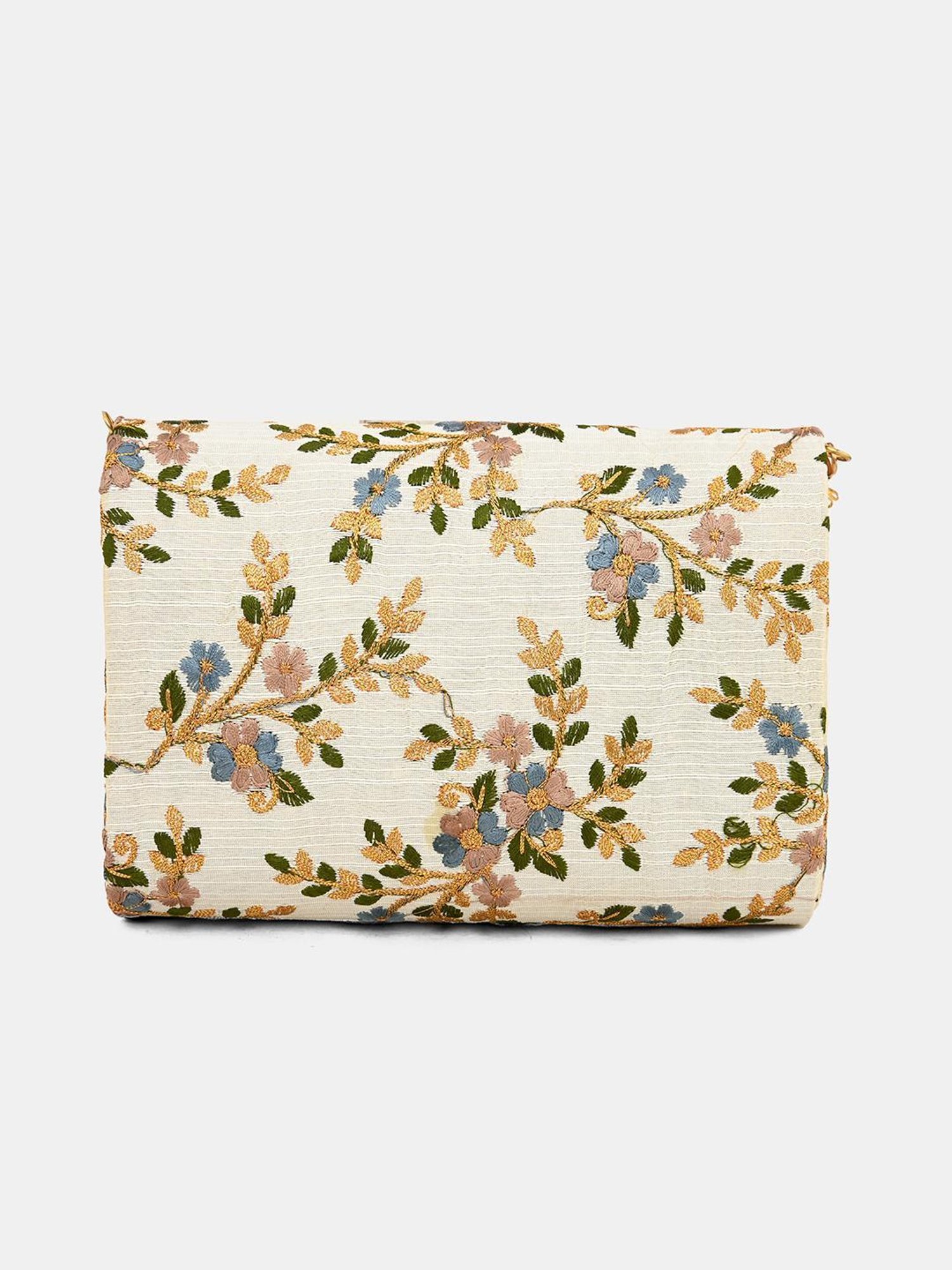 Gaurapakhi White Embroidered Envelope Clutch